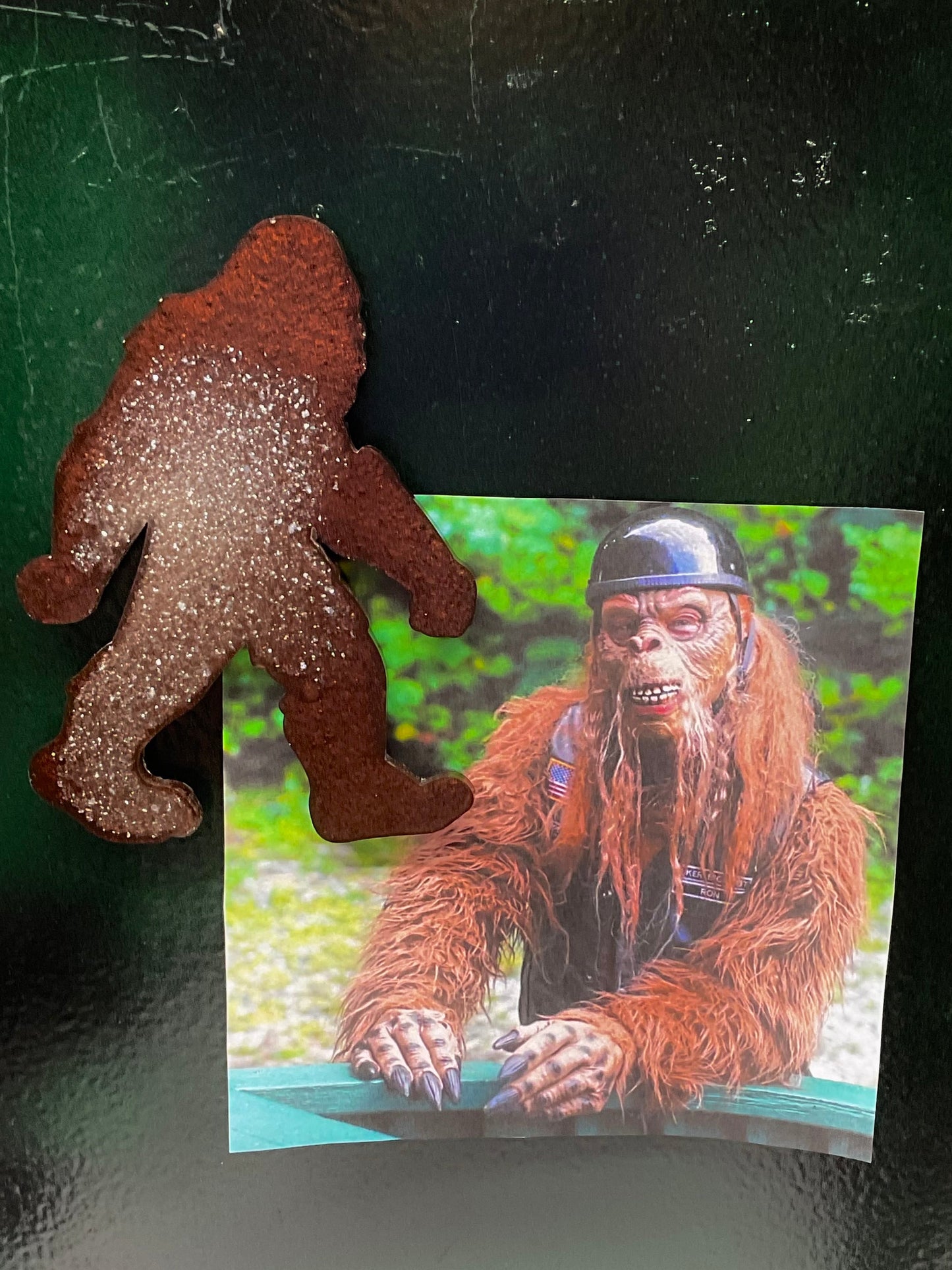 Large Brown Glitter Bigfoot Magnet - 5 Inches Tall