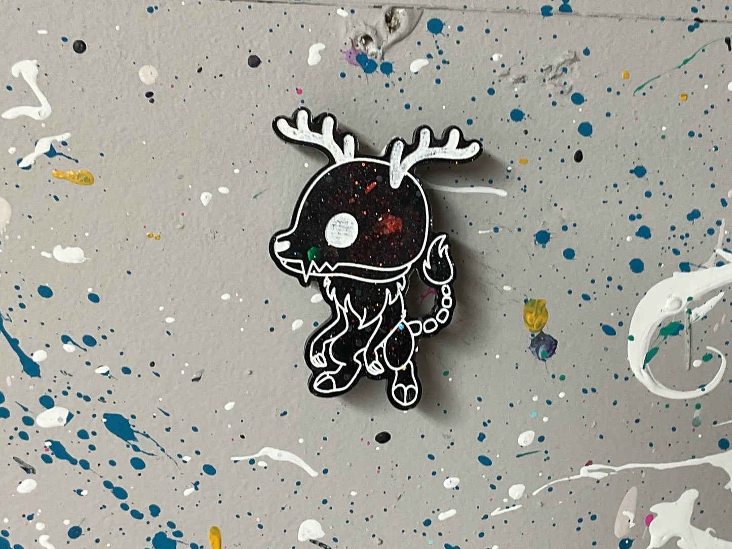 Small Black & Red Glitter Wendigo Magnet