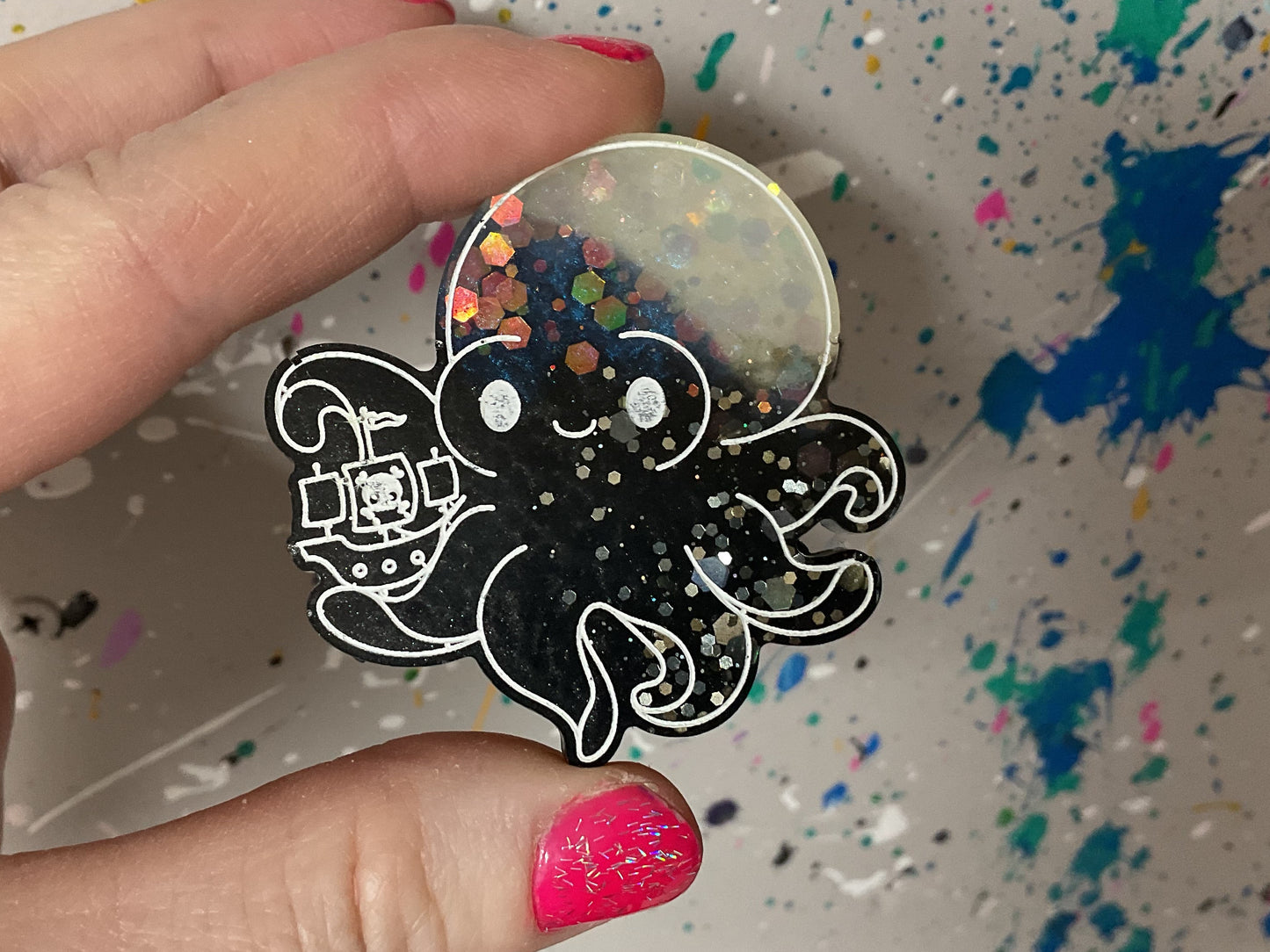 Small Black & White Kraken Magnet