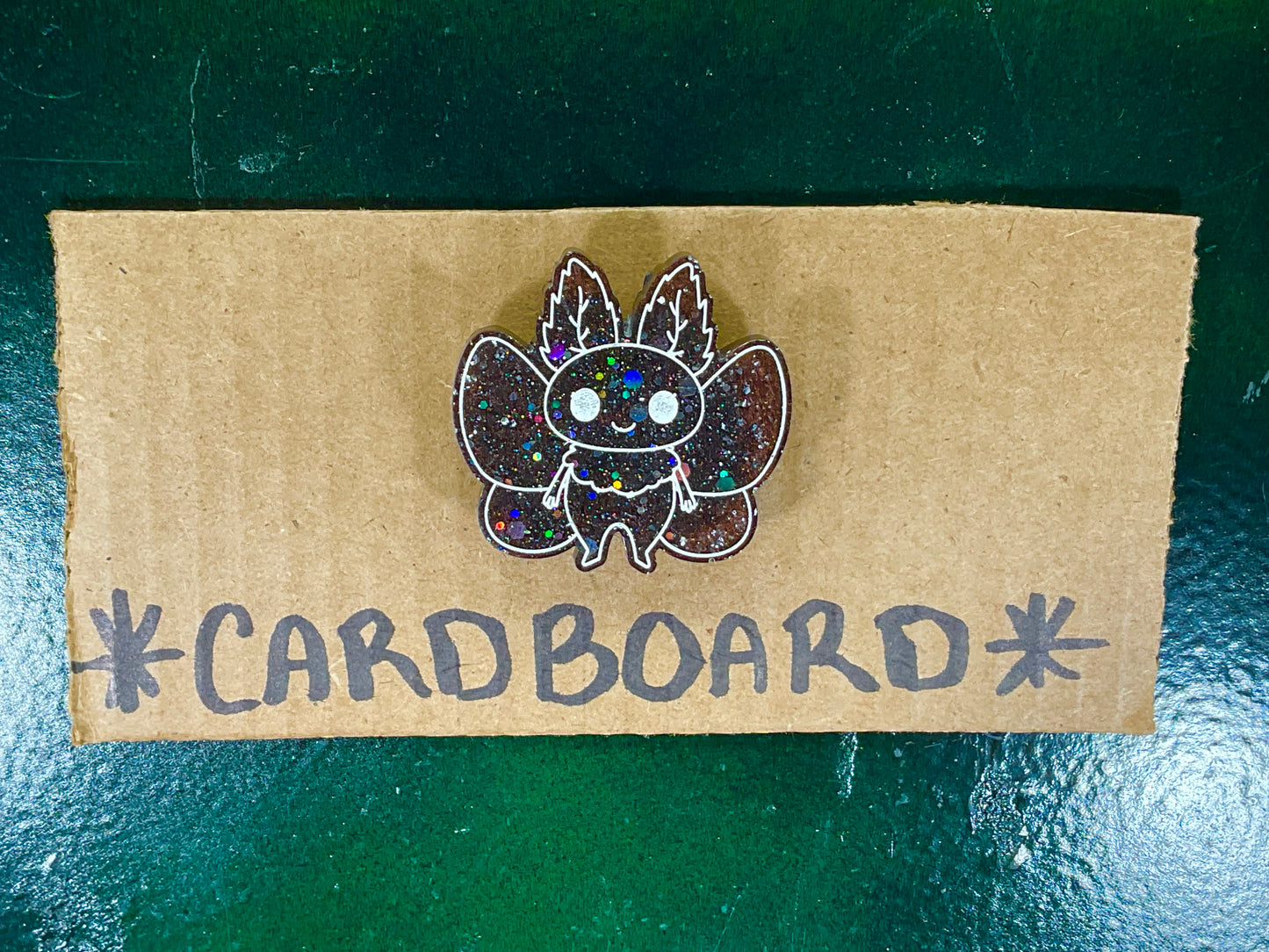 Small Brown Holographic Glitter Mothman Magnet