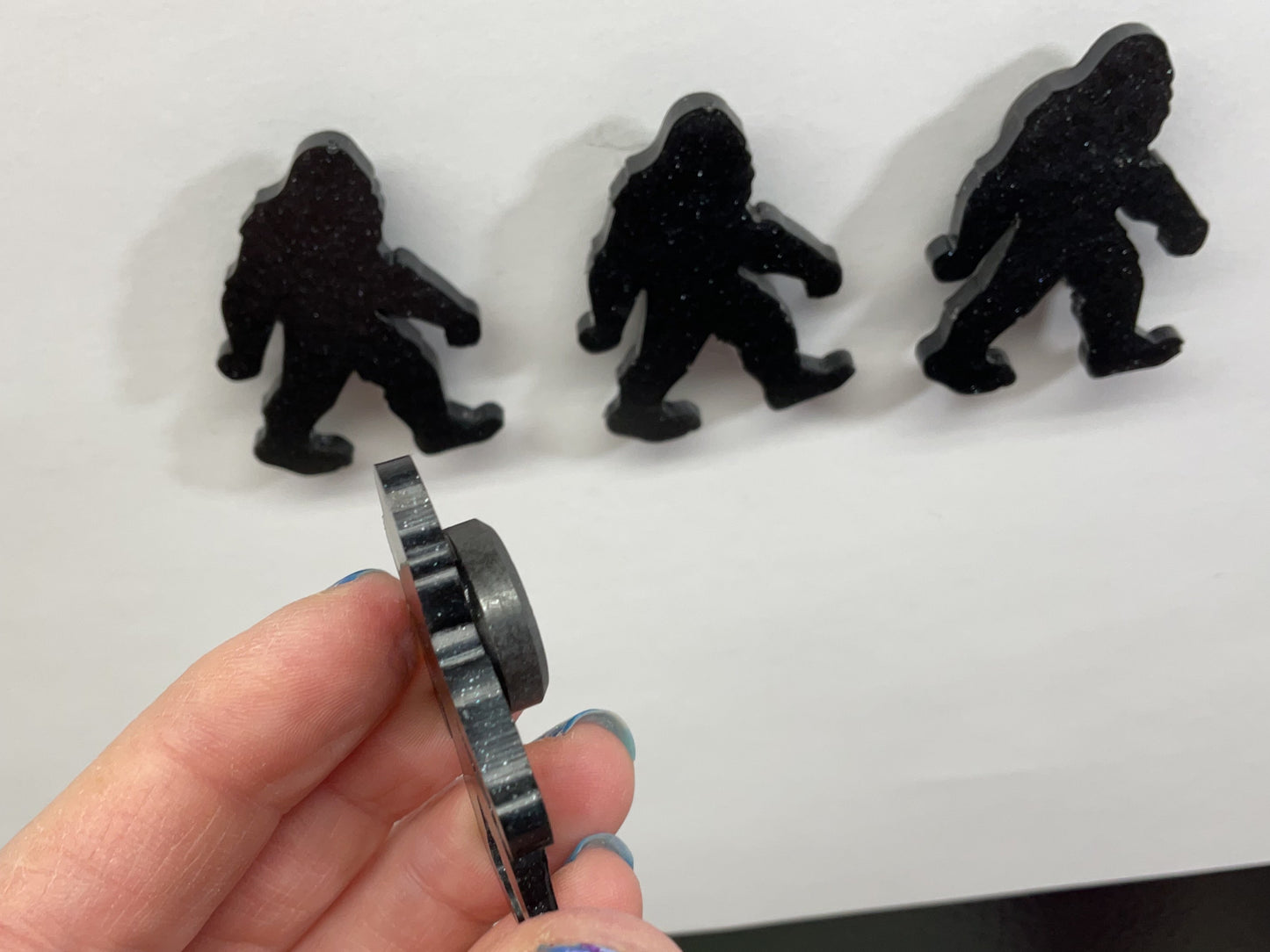 Small Black Glitter Bigfoot Magnet