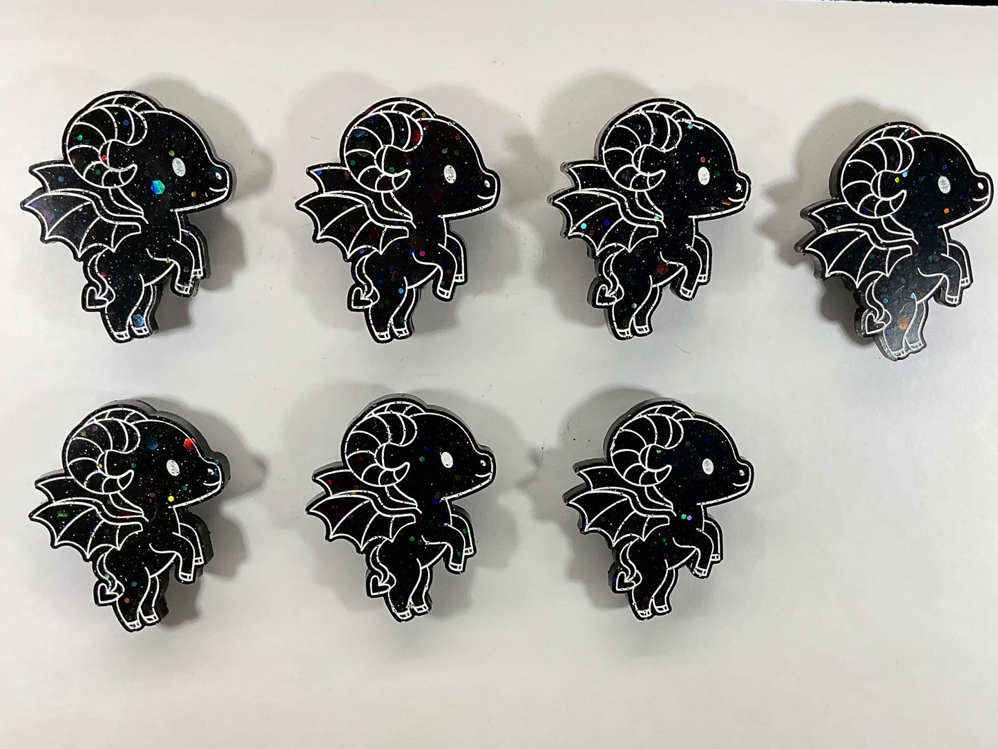 Small Black & Holographic Glitter Jersey Devil Magnet