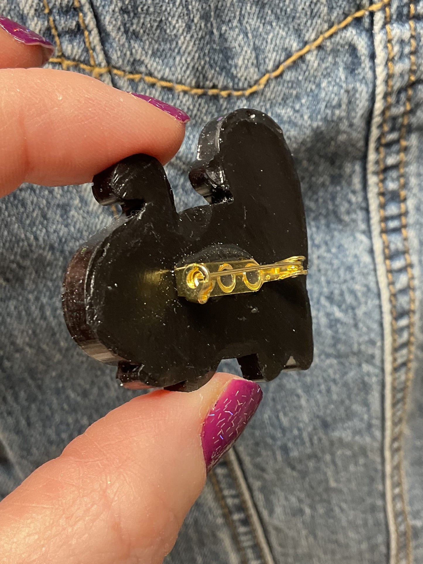 Black Glittery Loch Ness Monster Pin