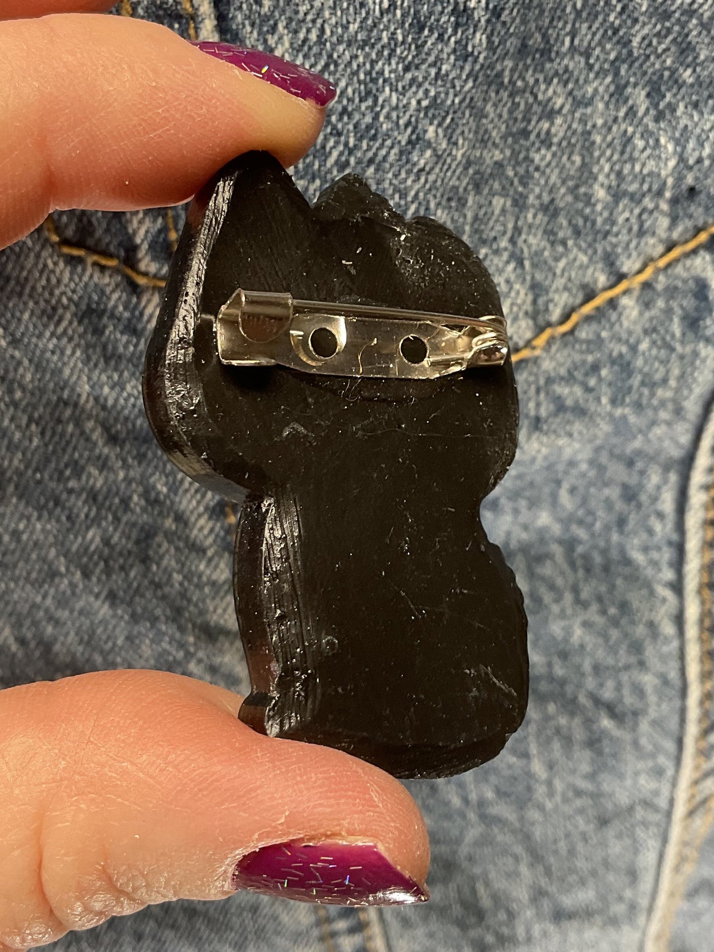 Holographic Black Chupacabra Pin