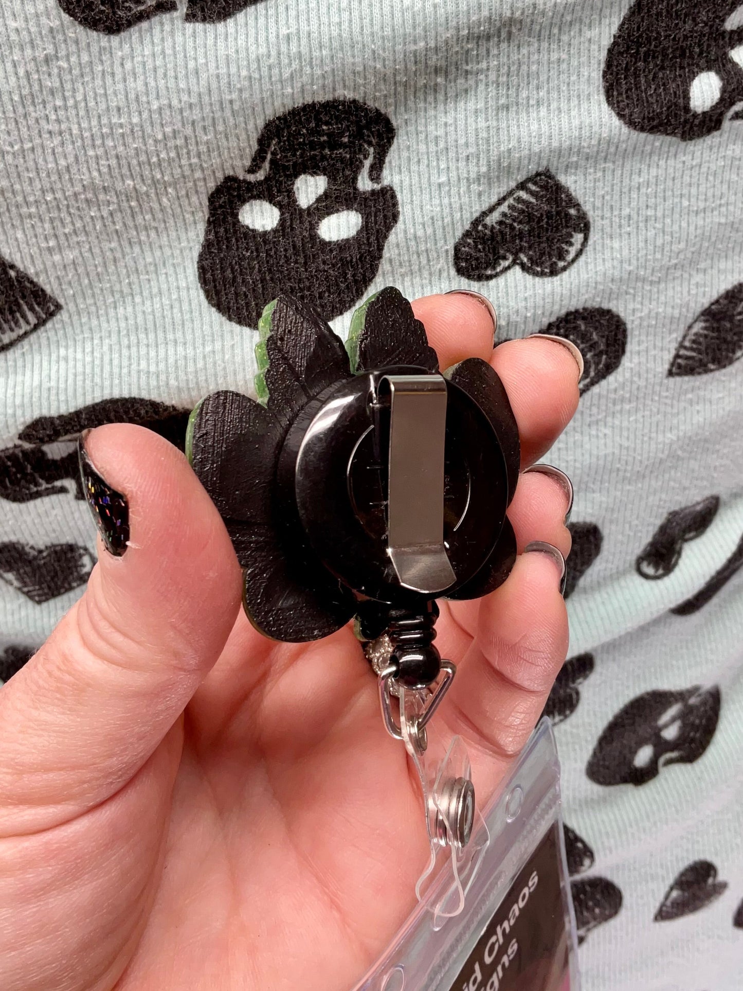 Green & Black Mothman Retractable Badge Reel