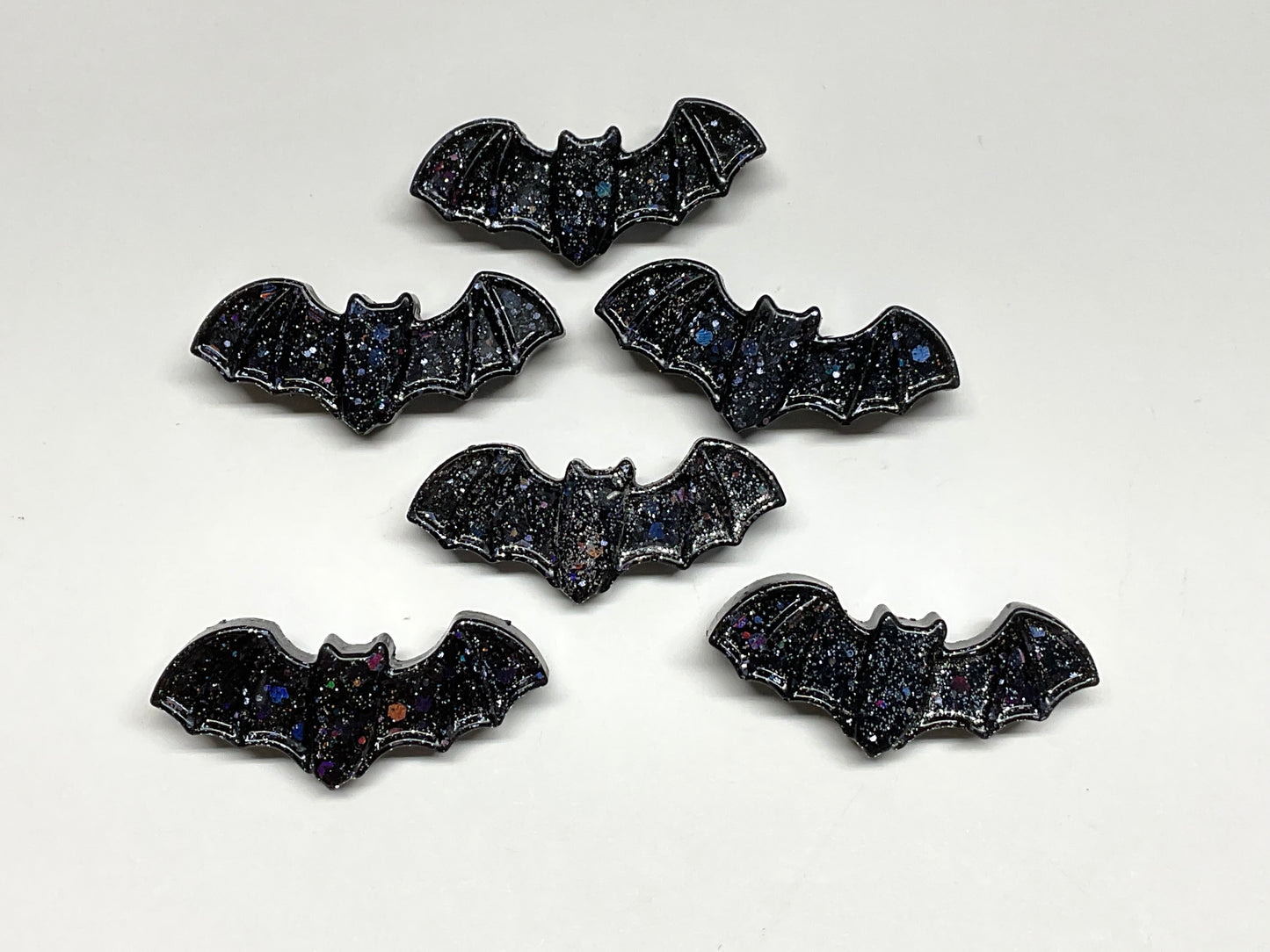 Black Holographic & Silver Glitter Bat Pin
