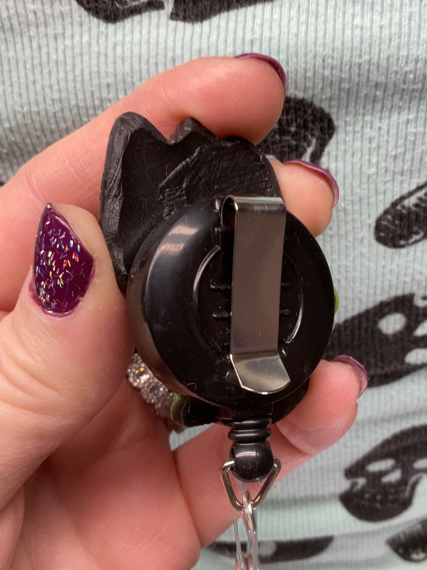 Green & Black Chupacabra Retractable Badge Reel-Glow In The Dark