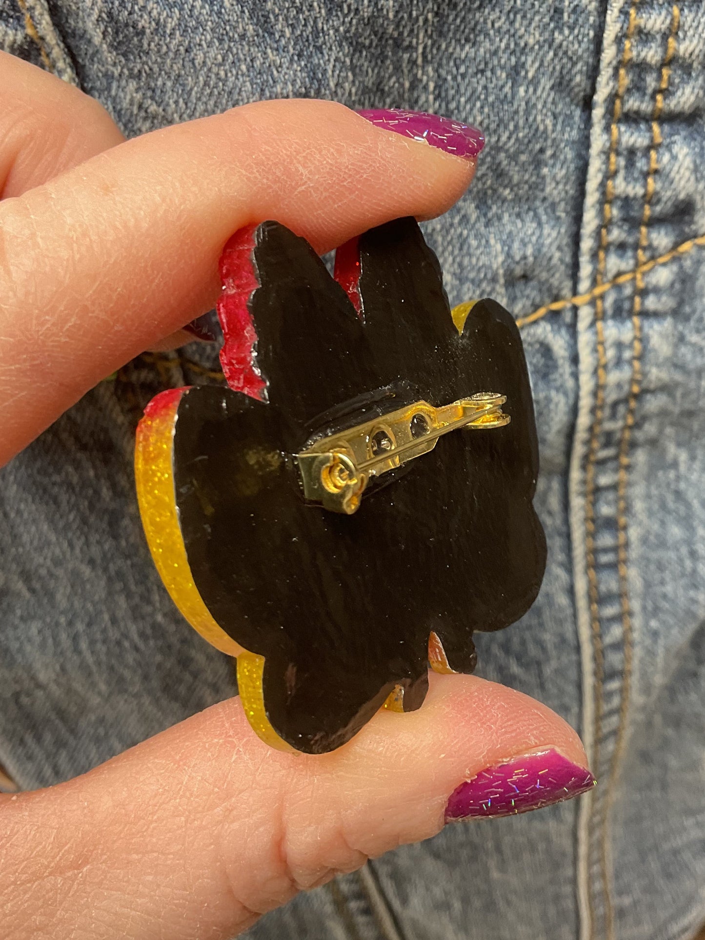 Fiery Orange Mothman Pin