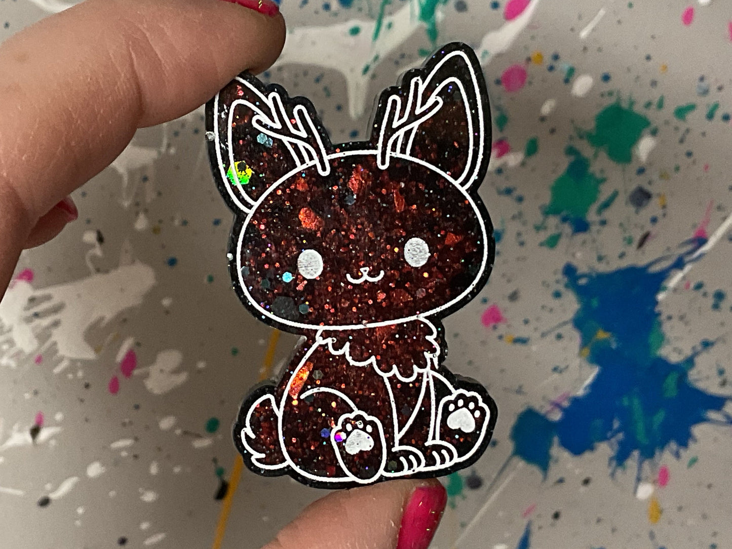 Small Red Glitter Jackalope Magnet