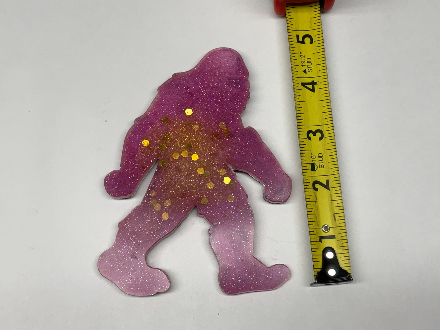 Large Pink & Gold Bigfoot Magnet - 5 Inches Tall