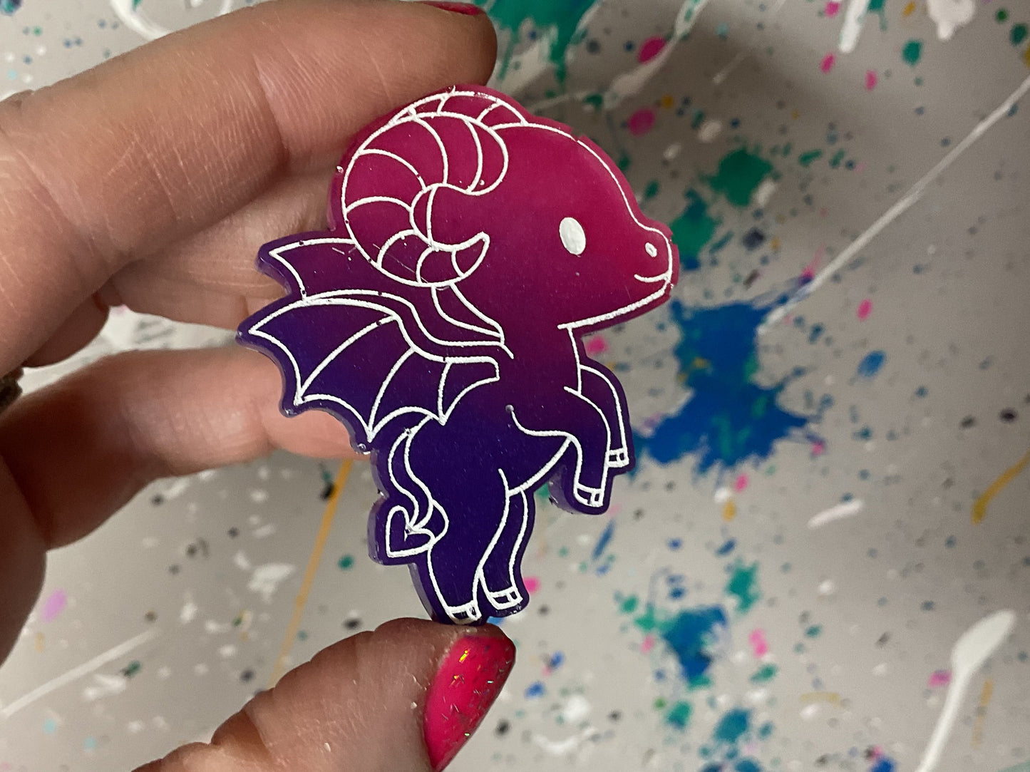 Small Glow in the Dark Jersey Devil Magnet Pink Purple