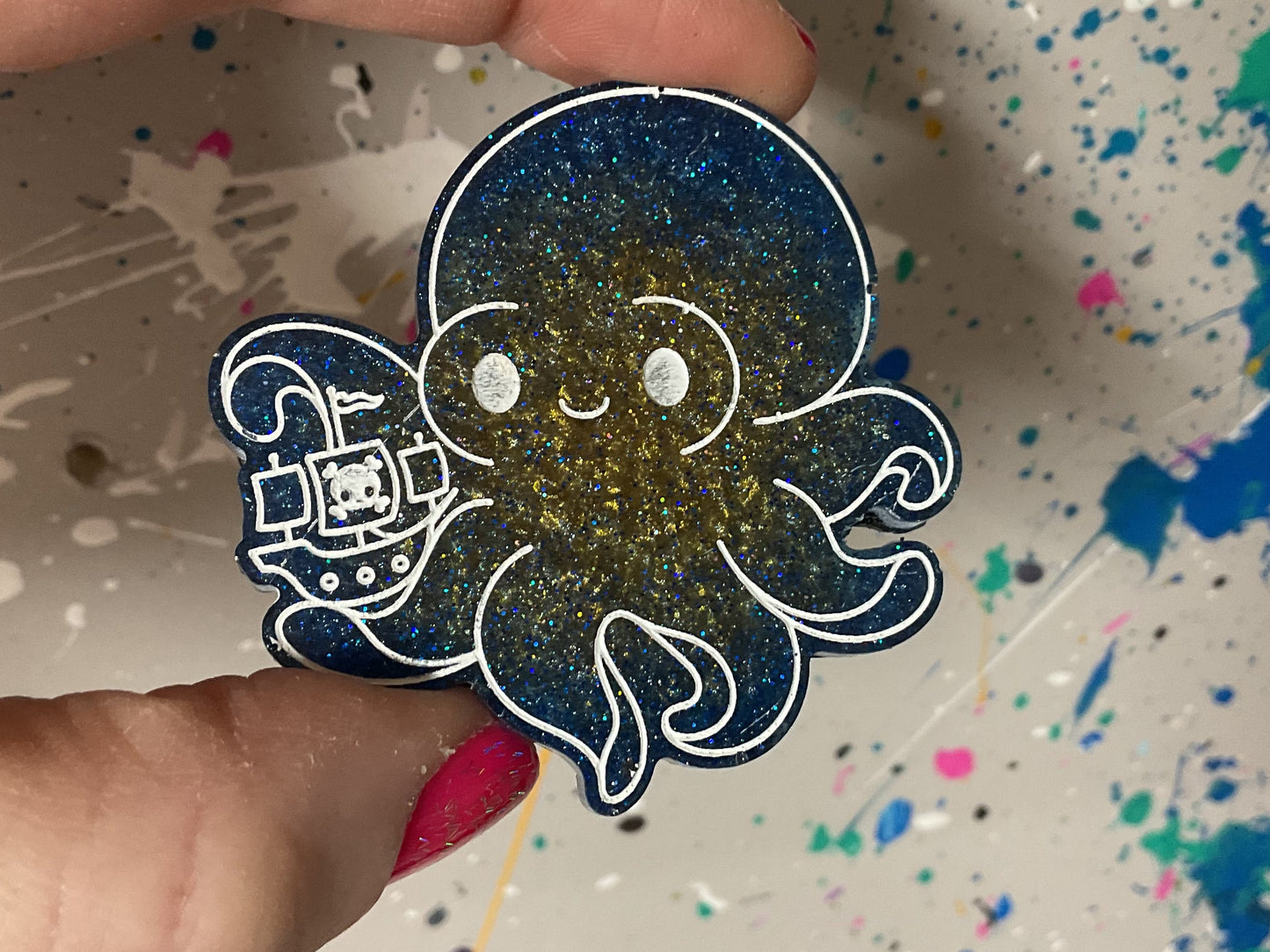 Small Blue Yellow Kraken Magnet