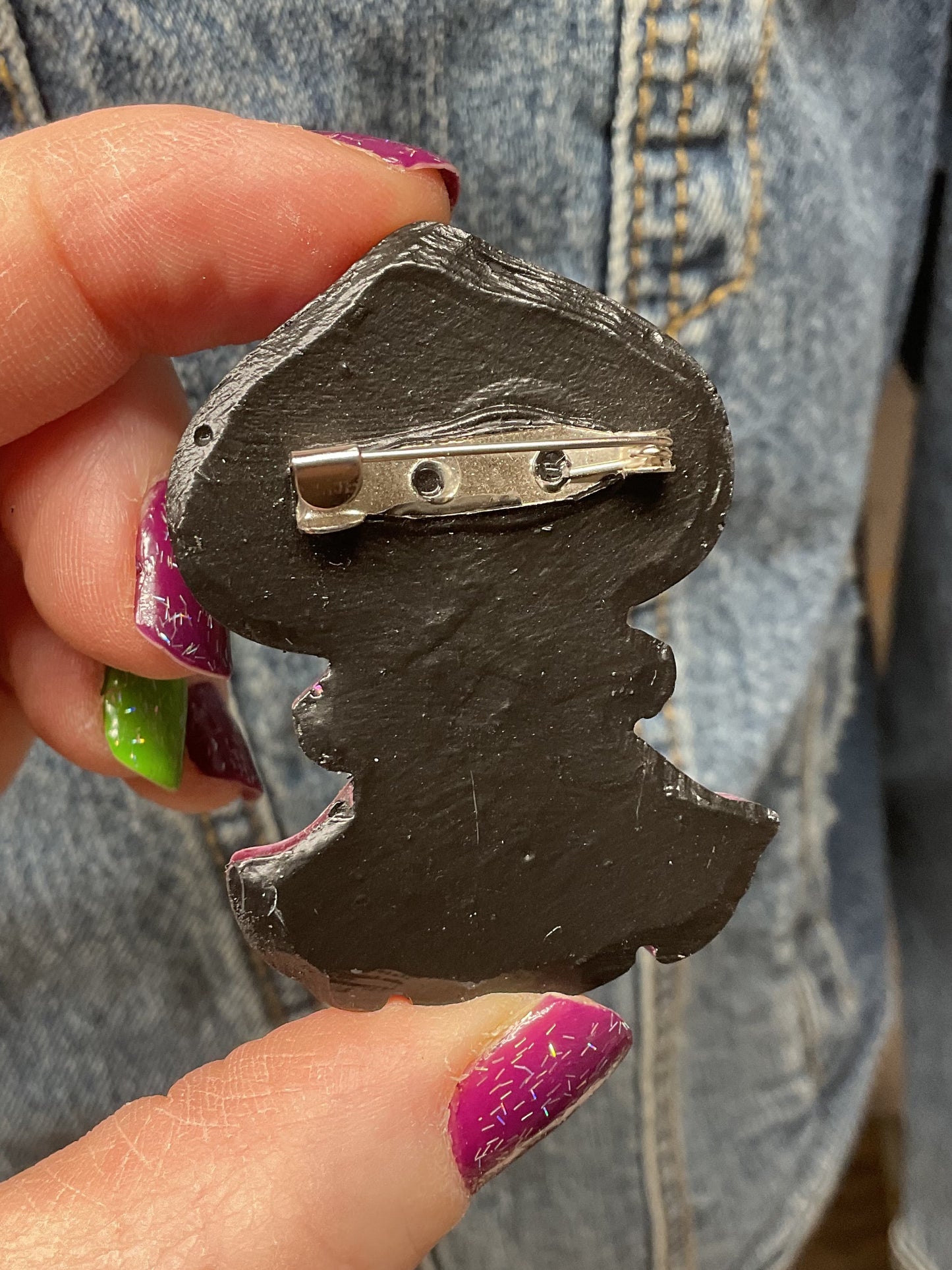 Pink Star Glitter Flatwoods Monster Pin