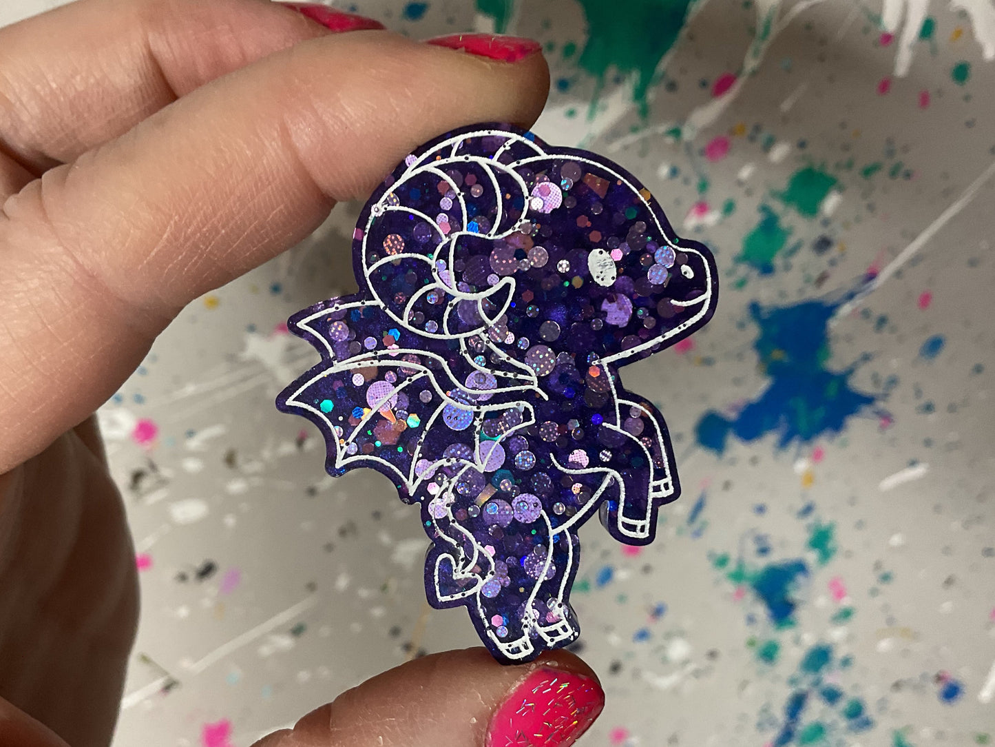 Small Glittery Purple Jersey Devil Magnet