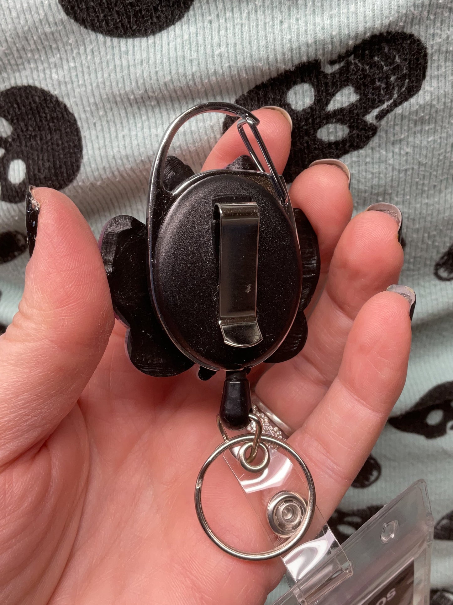 Purple & White Mothman Retractable Badge Reel - Glow in the Dark