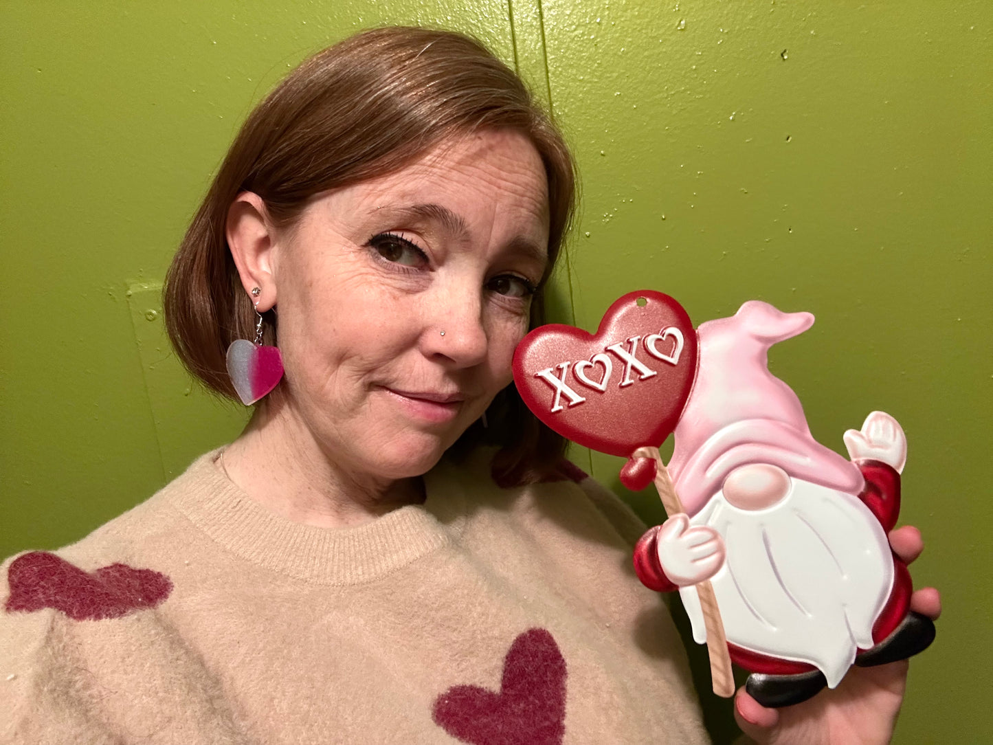 Green & Black Heart Hypoallergenic Earrings - Glow in the Dark