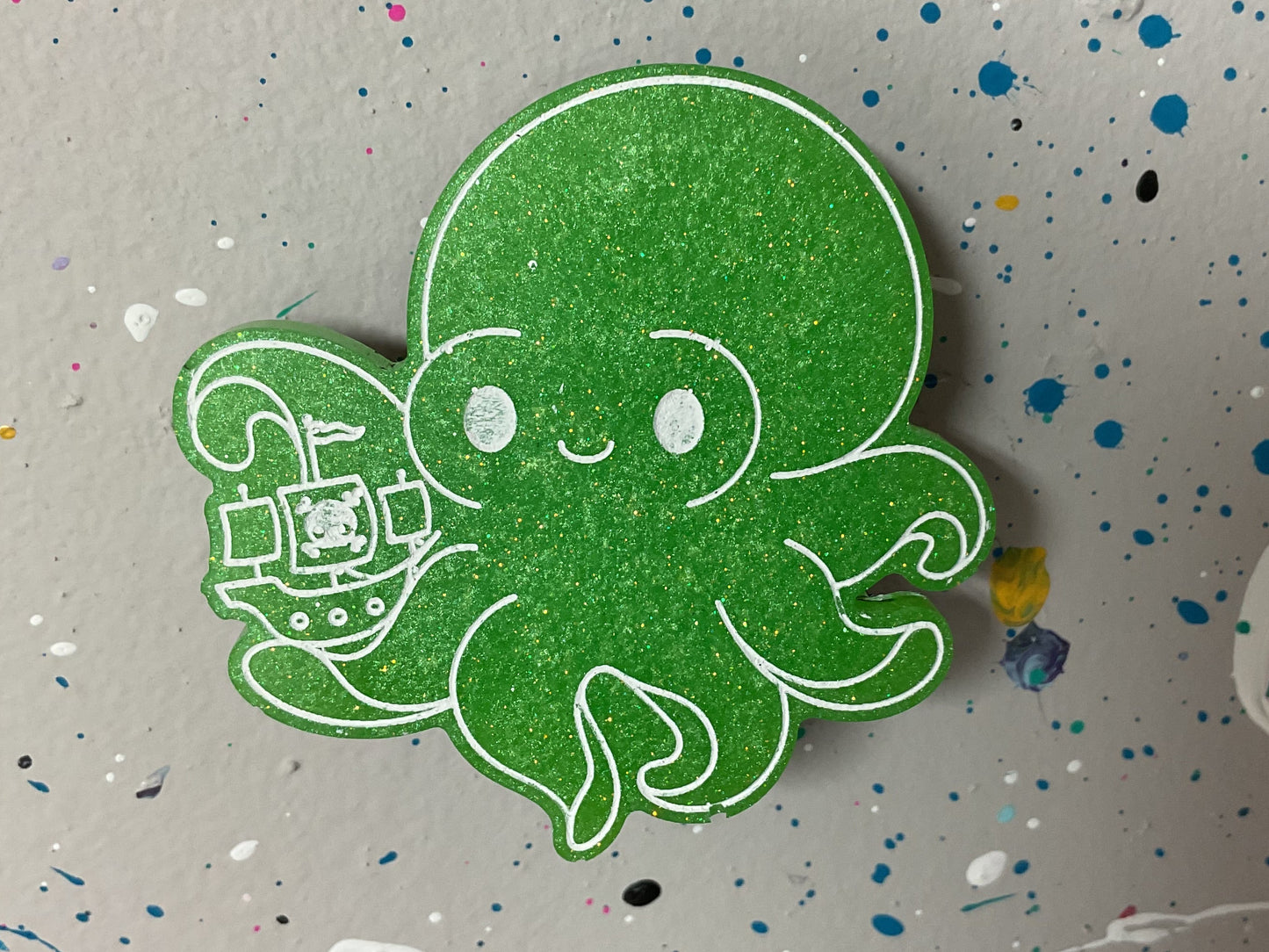Small Neon Green Kraken Magnet