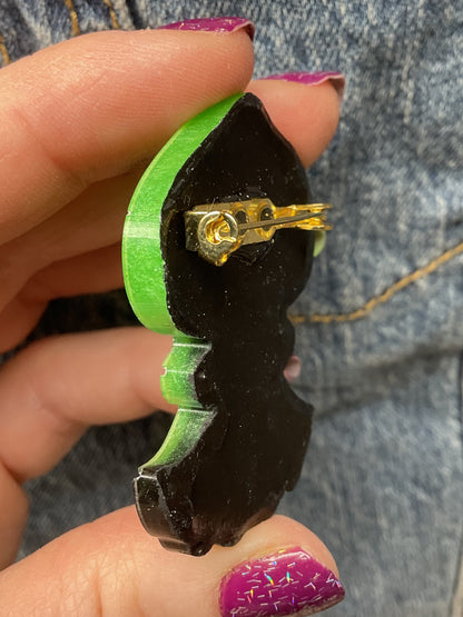 Green & Black Flatwoods Monster Pin-Glow In The Dark