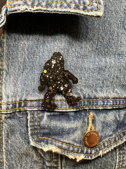Black Glittery Bigfoot Pin
