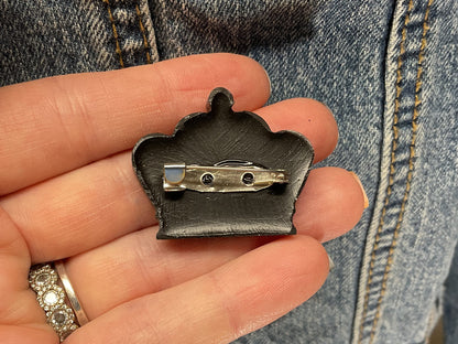Black Glitter Crown Pin
