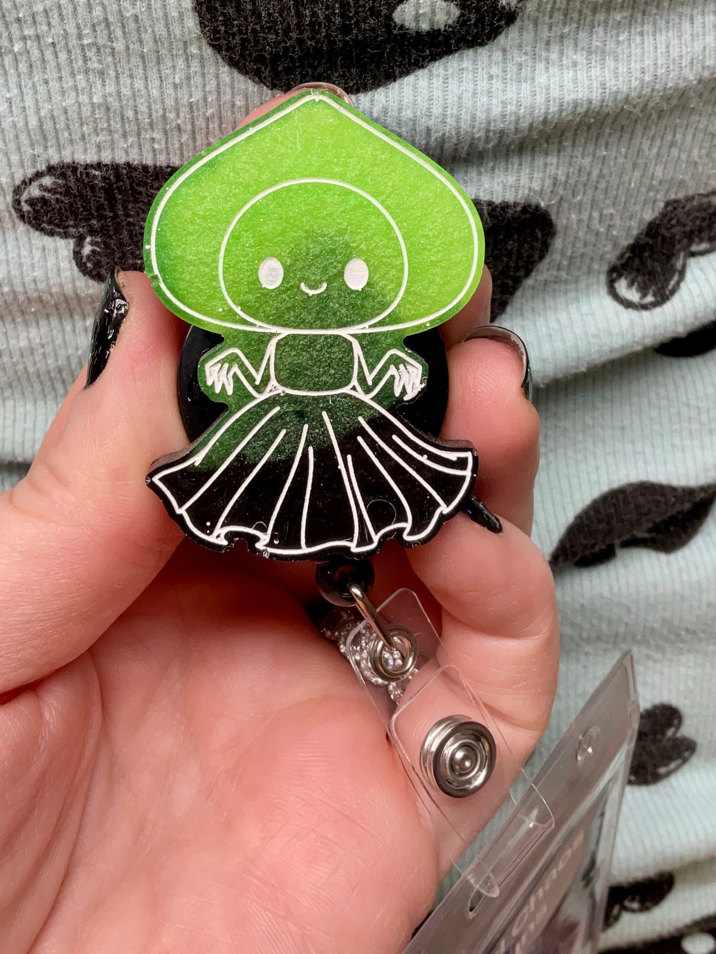 Black & Green Flatwoods Monster Retractable Badge Reel - Glow in the Dark