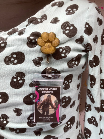 Yellow 3D Paw Print Badge Reel