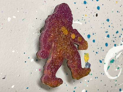 Small Pink & Gold Bigfoot Magnet