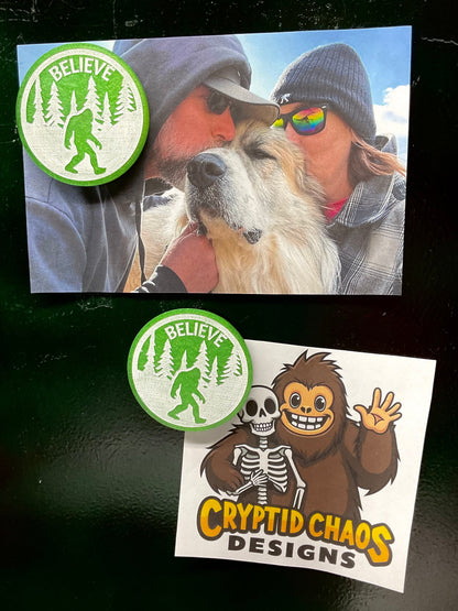 Large Green Believe Bigfoot Magnet - 3”