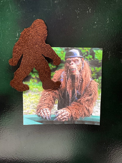 Large Glittery Brown Bigfoot Magnet - 5 Inches Tall