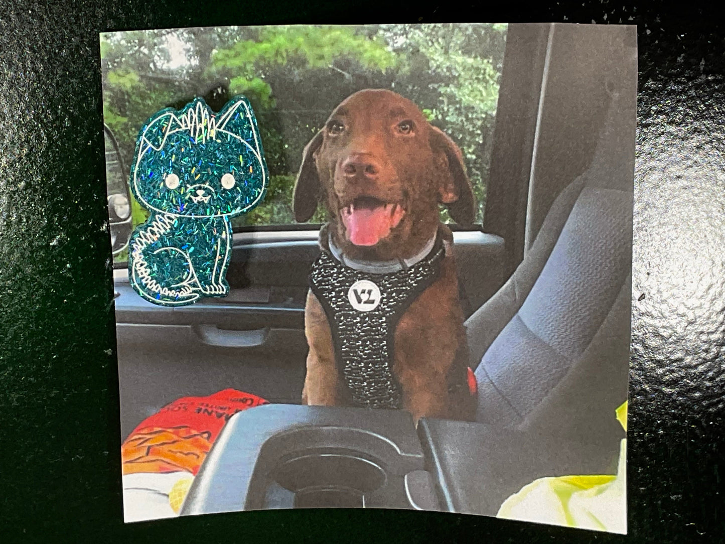 Small Glittery Teal Chupacabra Magnet