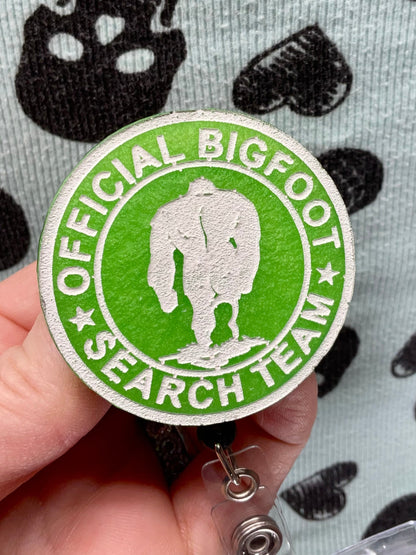 Green Official Bigfoot Search Team Retractable Badge Reel- Glow in the Dark