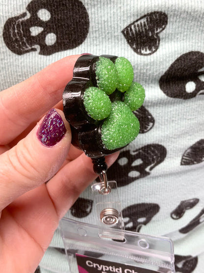 Glow In The Dark 3D Paw Print Badge Reel