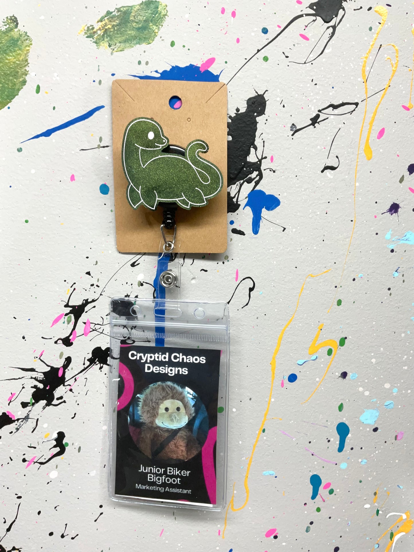 Green Loch Ness Monster Retractable Badge Reel
