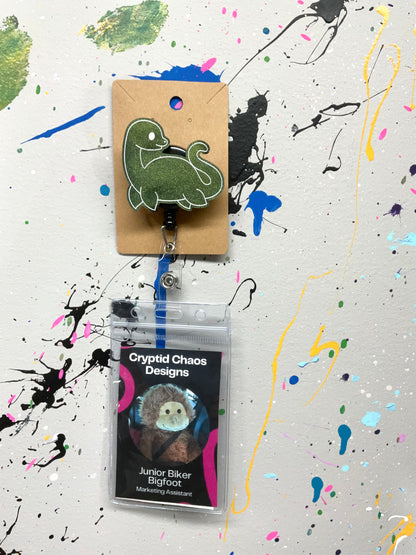 Green Loch Ness Monster Retractable Badge Reel