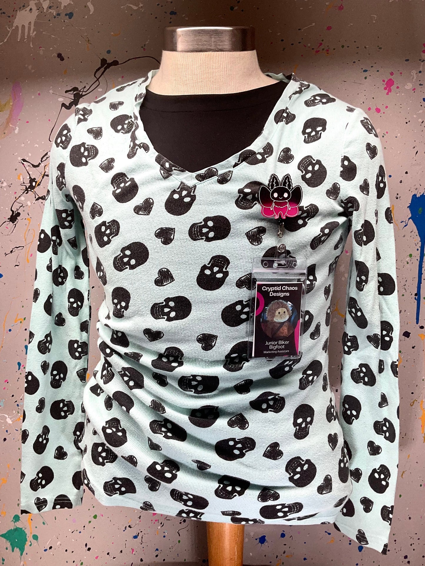 Hot Pink & Black Mothman Retractable Badge Reel - Glow in the Dark