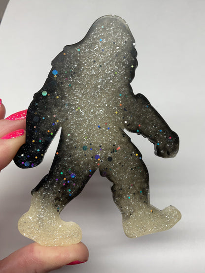 Large Black & White Glitter Bigfoot Magnet - 5 Inches Tall