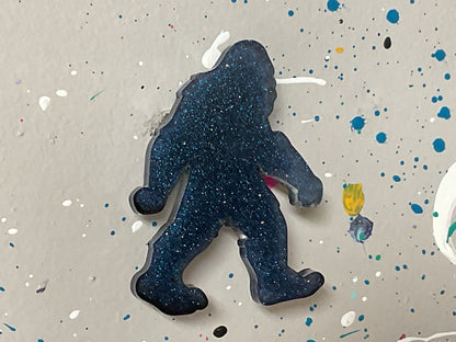 Small Glittery Blue Bigfoot Magnet