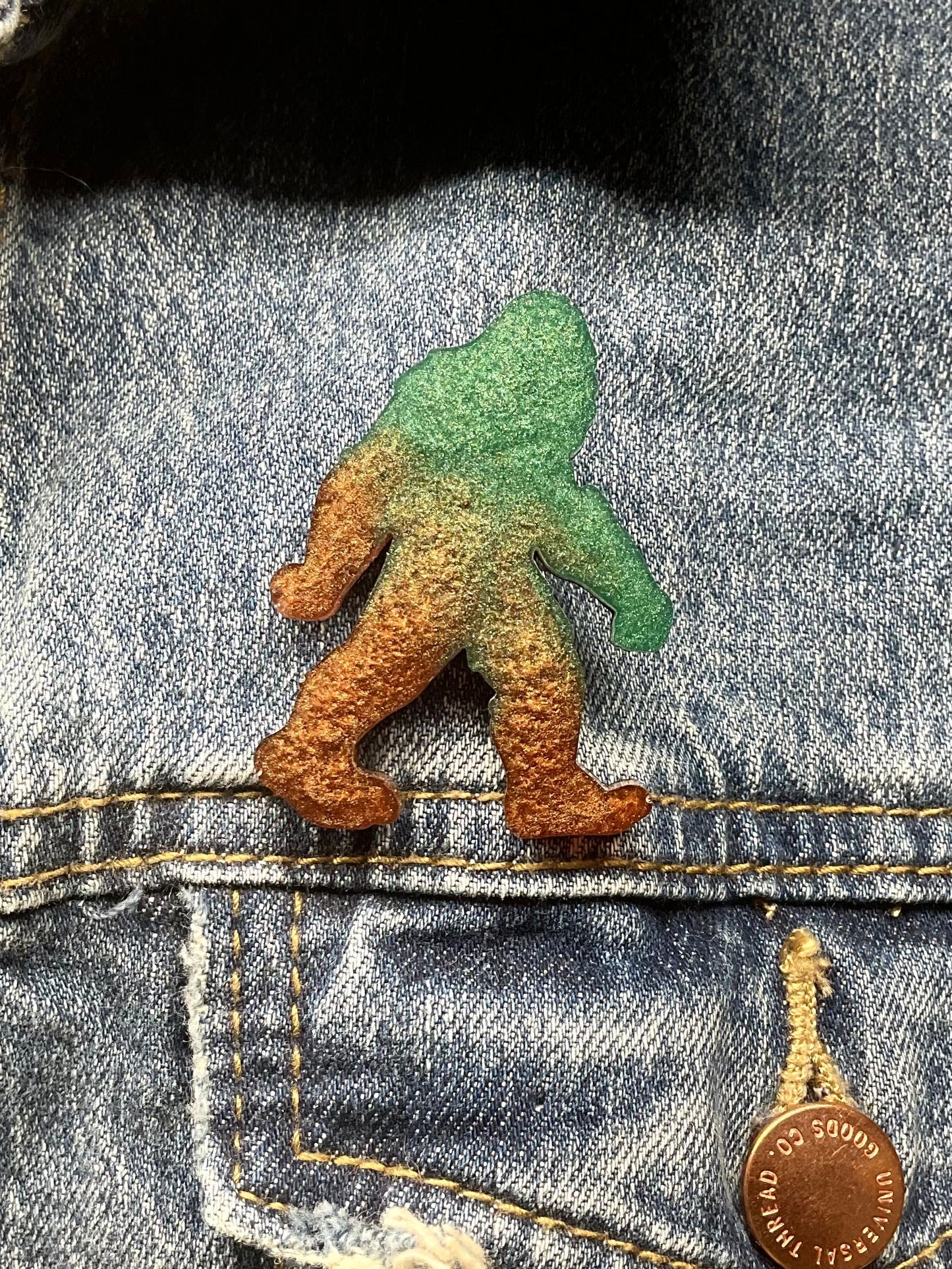 Brown & Green Bigfoot Pin