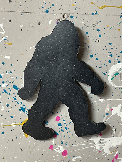 Large Black Glitter Bigfoot Magnet - 5 Inches Tall