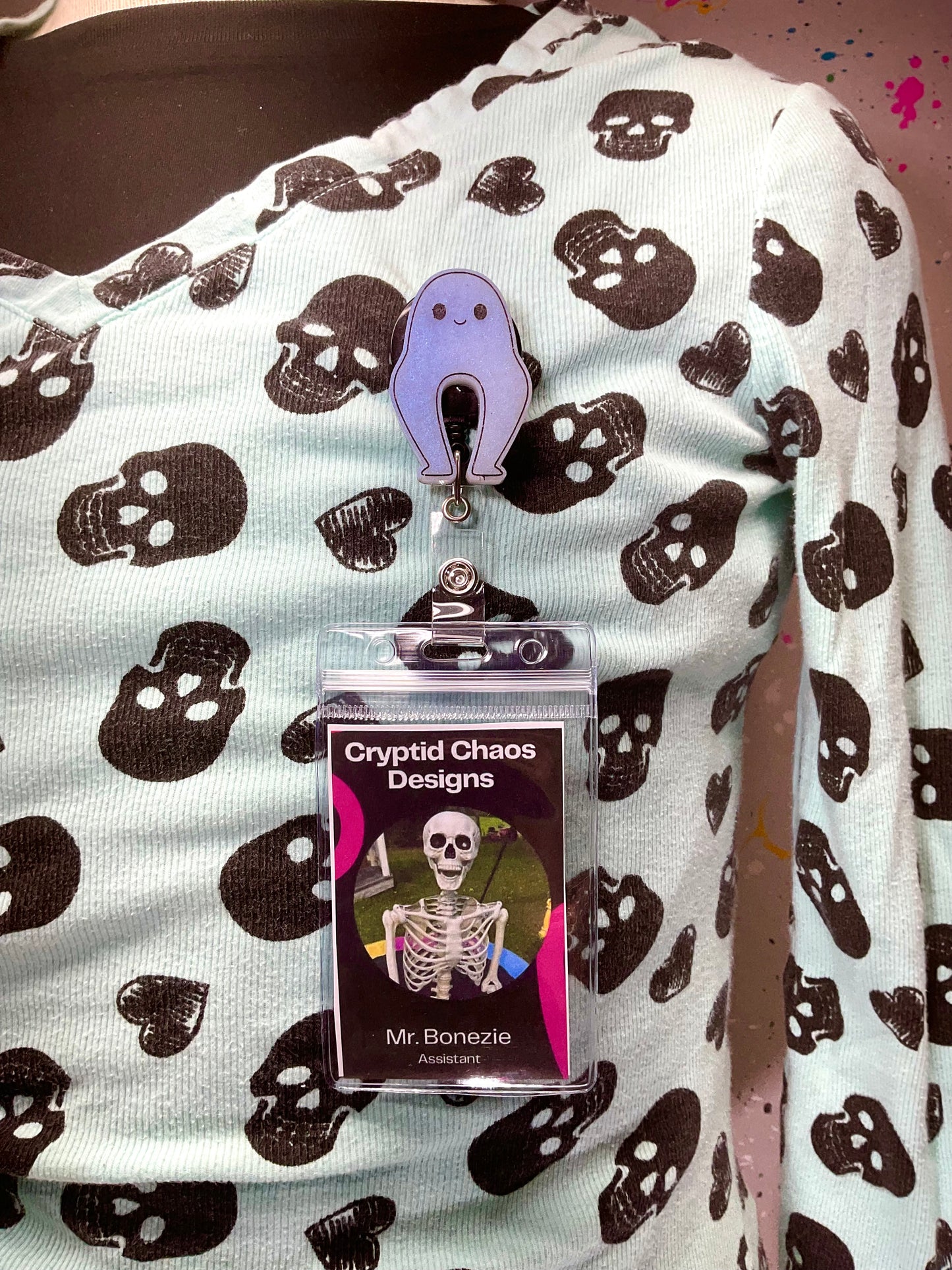 Ghostly White Nightcrawler Retractable Badge Reel