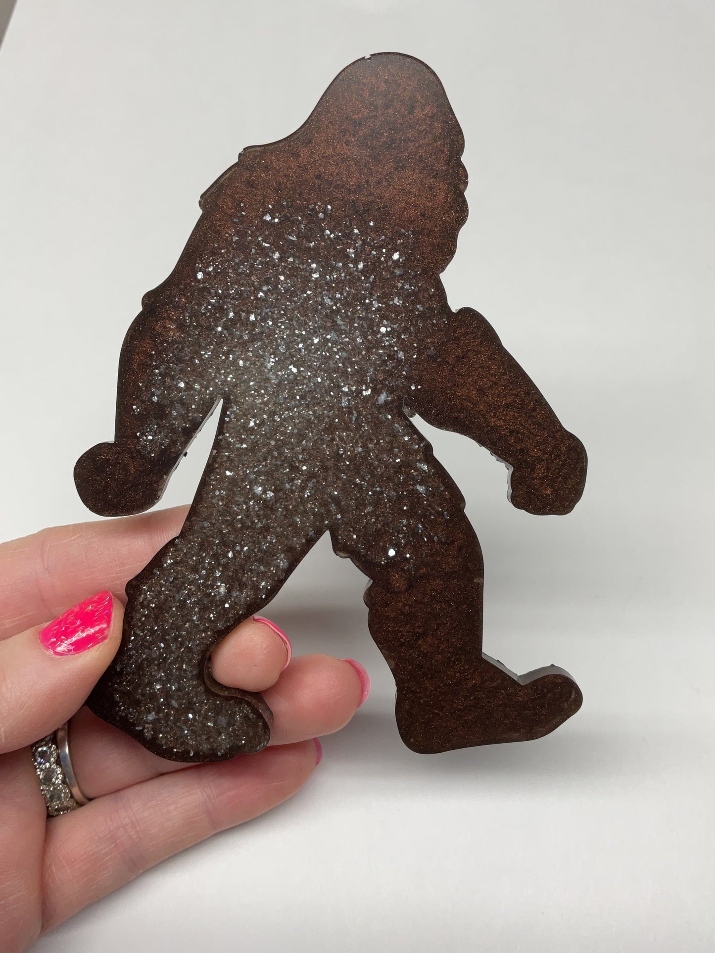 Large Brown Glitter Bigfoot Magnet - 5 Inches Tall