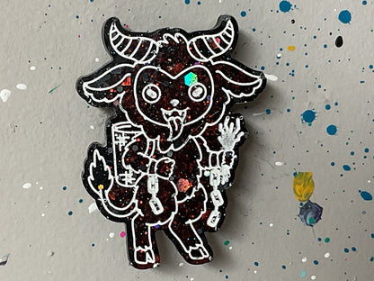 Small Holographic Glitter Krampus Magnet