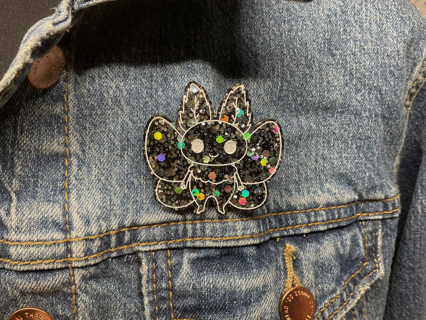 Glitter Bomb Black Mothman Pin