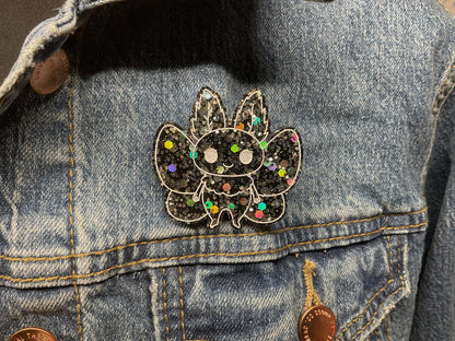 Glitter Bomb Black Mothman Pin