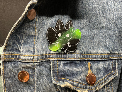 Green & Black Glow In The Dark Mothman Pin