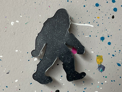 Small Black Glitter Bigfoot Magnet