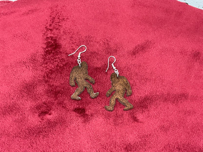 Dark Brown Bigfoot Dangle Earrings Hypoallergenic