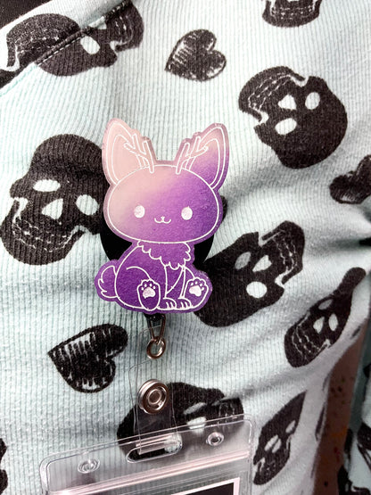 Purple & White Jackalope Retractable Badge Reel-Glow In The Dark