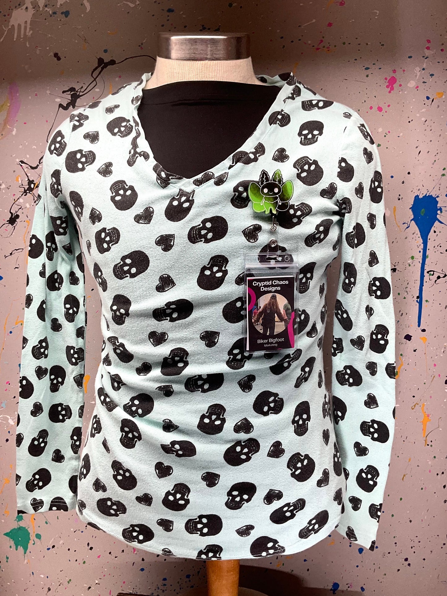 Green & Black Mothman Retractable Badge Reel - Glow in the Dark