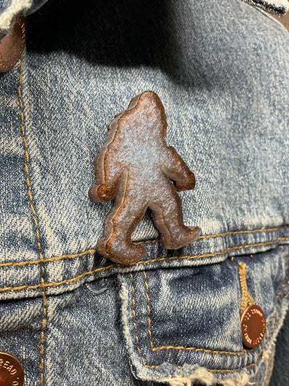 Blue Brown Bigfoot Pin
